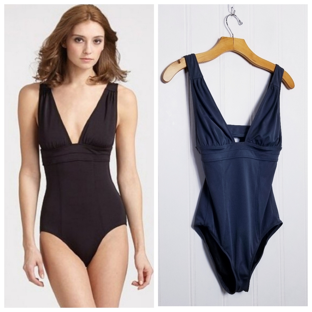 DVF Delphine Dark Gray One Piece Swimwear Coquette Old Money Medium